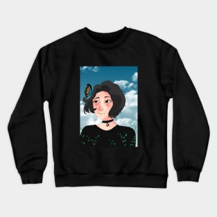 beautyfull doomer girl with a butterfly Crewneck Sweatshirt